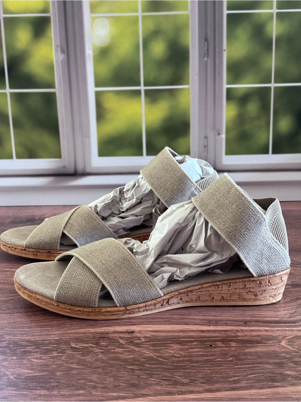 CHARLESTON SHOE CO. Beige Crisscross Espadrille Sandals - Picture 7 of 13